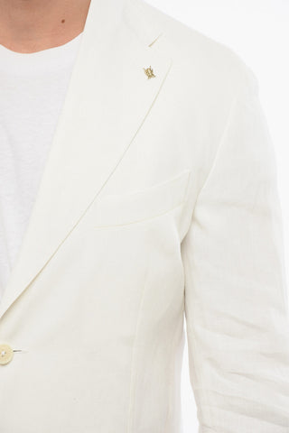 Unlined Linen Single Breasted Blazer With Patch Pockets