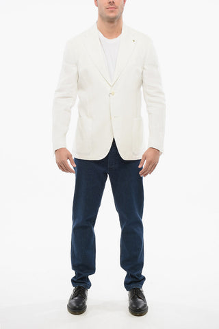 Unlined Linen Single Breasted Blazer With Patch Pockets
