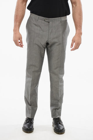 Blended Linen Bouclè Effect Pants with Four Pockets