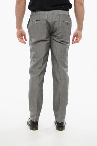 Blended Linen Bouclè Effect Pants with Four Pockets