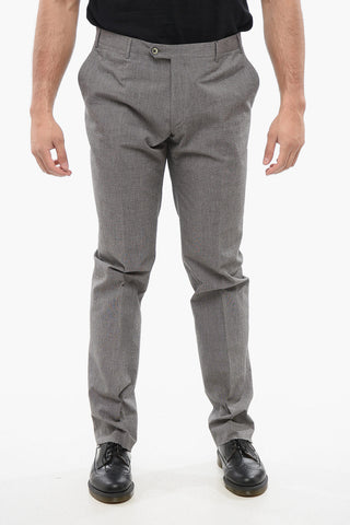 Embossed Cotton Pants with Double Buttons Clousure