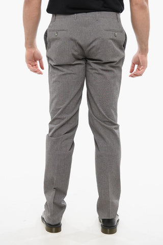 Embossed Cotton Pants with Double Buttons Clousure