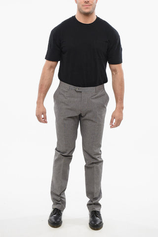 Embossed Cotton Pants with Double Buttons Clousure