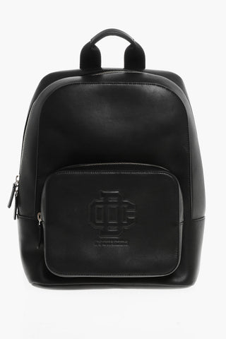 Zaino in Pelle con Logo in Rilievo