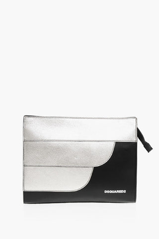 Lamè Leather Clutch with Zipped Closure