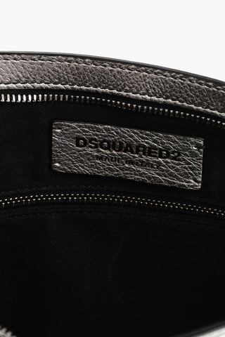 Pochette in Pelle Lamè con Chiusura a Zip