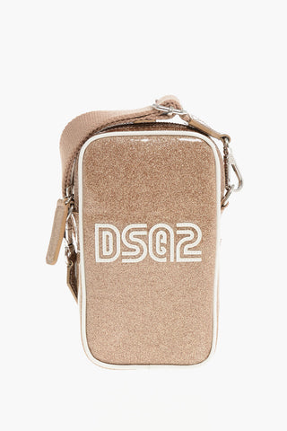 Glittered Shoulder Bag with Zip Closure