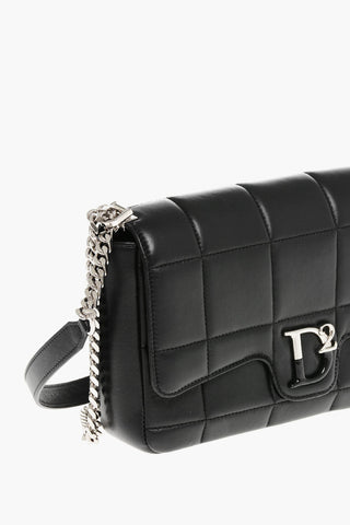 Borsa a Tracolla in Pelle Trapuntata con Logo Frontale