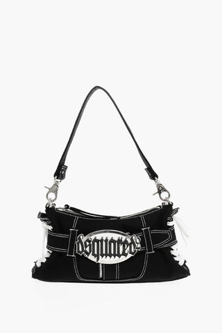 Canvas-Hobo-Tasche mit Logo-Schnalle