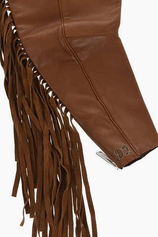 Manicotti in Pelle con Frange e Zip