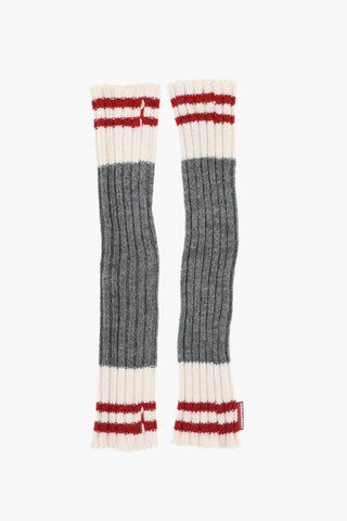 Wool Blend Ribbed Muffs with Contrasting Details