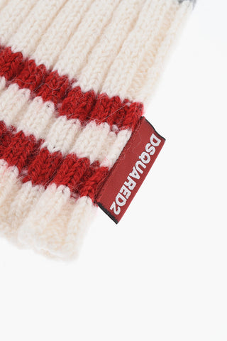 Wool Blend Ribbed Muffs with Contrasting Details