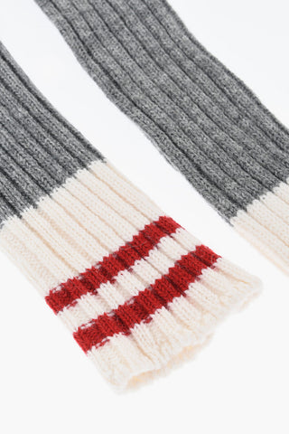 Wool Blend Ribbed Muffs with Contrasting Details
