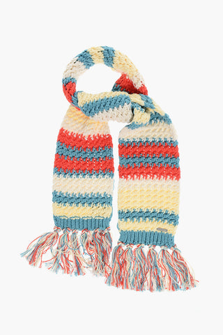Cotton Scarf with Fringed Hems