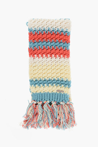 Cotton Scarf with Fringed Hems