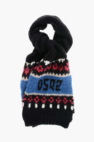 Alpaca Blend Scarf with Fairisle Motif