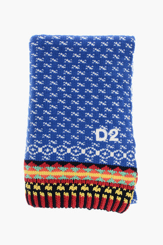 Cashmere Blend Maxi Scarf with Embroidered Logo