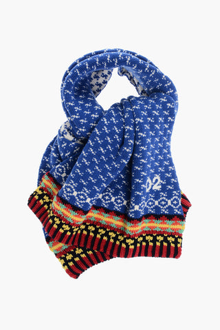 Cashmere Blend Maxi Scarf with Embroidered Logo