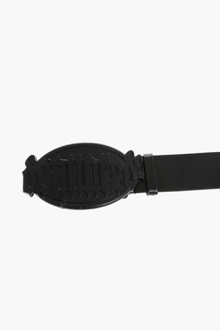 Leather Belt with Logoed Buckle 40mm