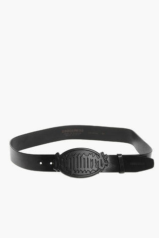 Leather Belt with Logoed Buckle 40mm