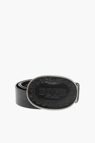 Leather D**K Belt with Oval Buckle 40mm