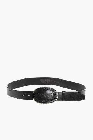 Leather D**K Belt with Oval Buckle 40mm