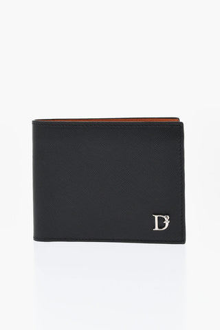 Saffiano Leather Bifold Wallet with Silver-Tone Monogram