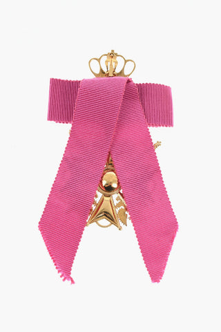 Golden Metal Medallion Earrings with Bow