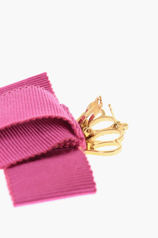 Golden Metal Medallion Earrings with Bow