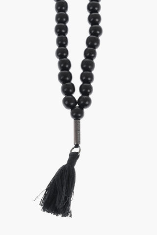Wooden Necklace with Decorative Tassel