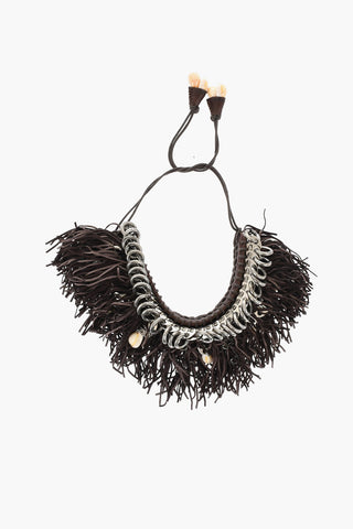 Metal AFRICAN HYENA Plastron Necklace with Fringes and Charms