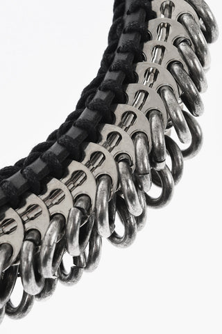 Plastron-Halskette AFRICAN HYENA aus Metall mit Lederbesatz