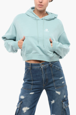 Cropped Brushed Cotton-Blend Hoodie