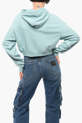 Cropped Brushed Cotton-Blend Hoodie