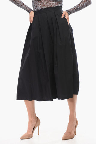 Pleated Cotton LAMP Flared Skirt