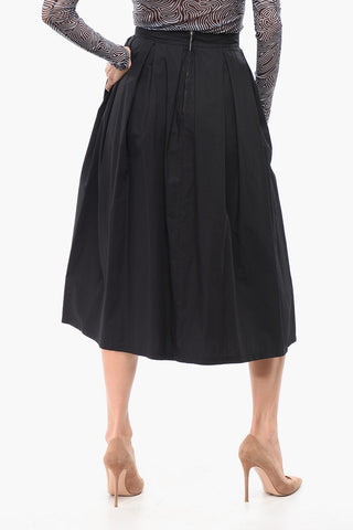 Pleated Cotton LAMP Flared Skirt
