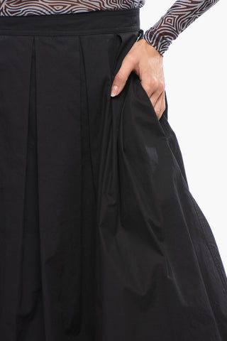 Pleated Cotton LAMP Flared Skirt