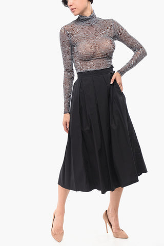 Pleated Cotton LAMP Flared Skirt