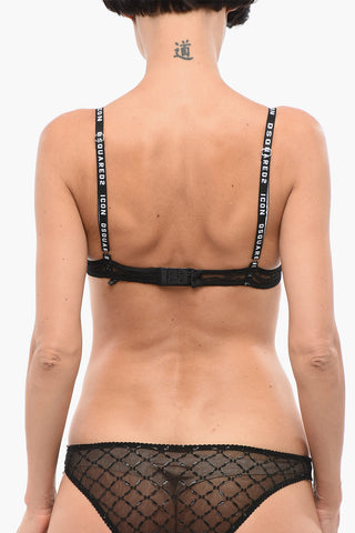Push-up Lace Bra with Logoed Shoulder Straps