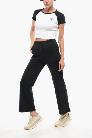 Joggers in Misto Cotone Garzato a Tinta Unita