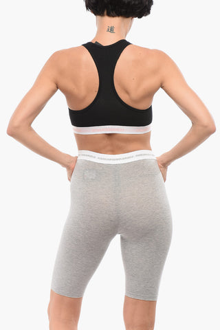 Sport-BH Aus Stretch-Baumwolle Mit Logoband