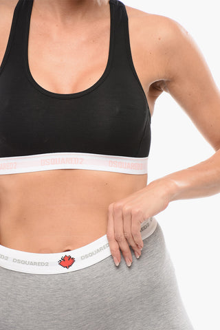 Reggiseno Sportivo in Cotone Stretch con Elastico Logato