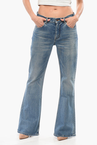 Jeans Bootcut Lavaggio Mid con Fondo Sfrangiato 30cm