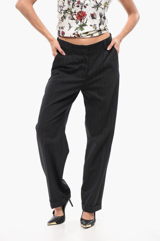 Pantaloni in Lana con Gamba Ampia