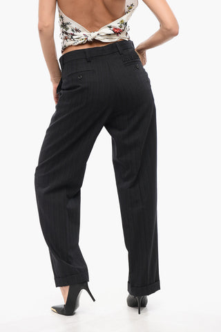 Pantaloni in Lana con Gamba Ampia