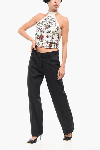 Pantaloni in Lana con Gamba Ampia