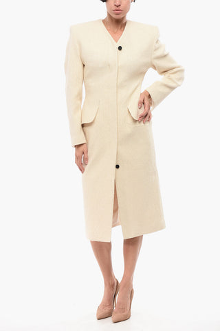 LES SCULPTURES Bouclé CUBO Coat with Hidden Placket