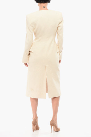 LES SCULPTURES Bouclé CUBO Coat with Hidden Placket