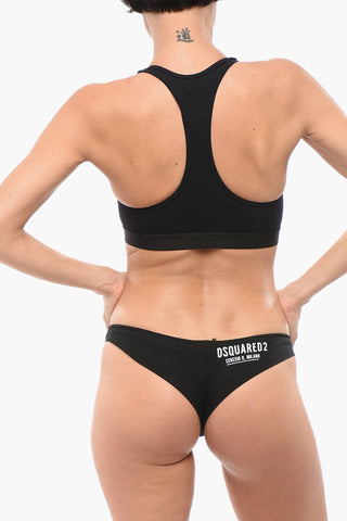 Reggiseno Sportivo in Microfibra con Logo Stampato