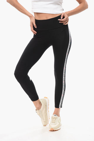 EMPORIO EA7 Stretch Cotton Leggings with Logoed Side Band